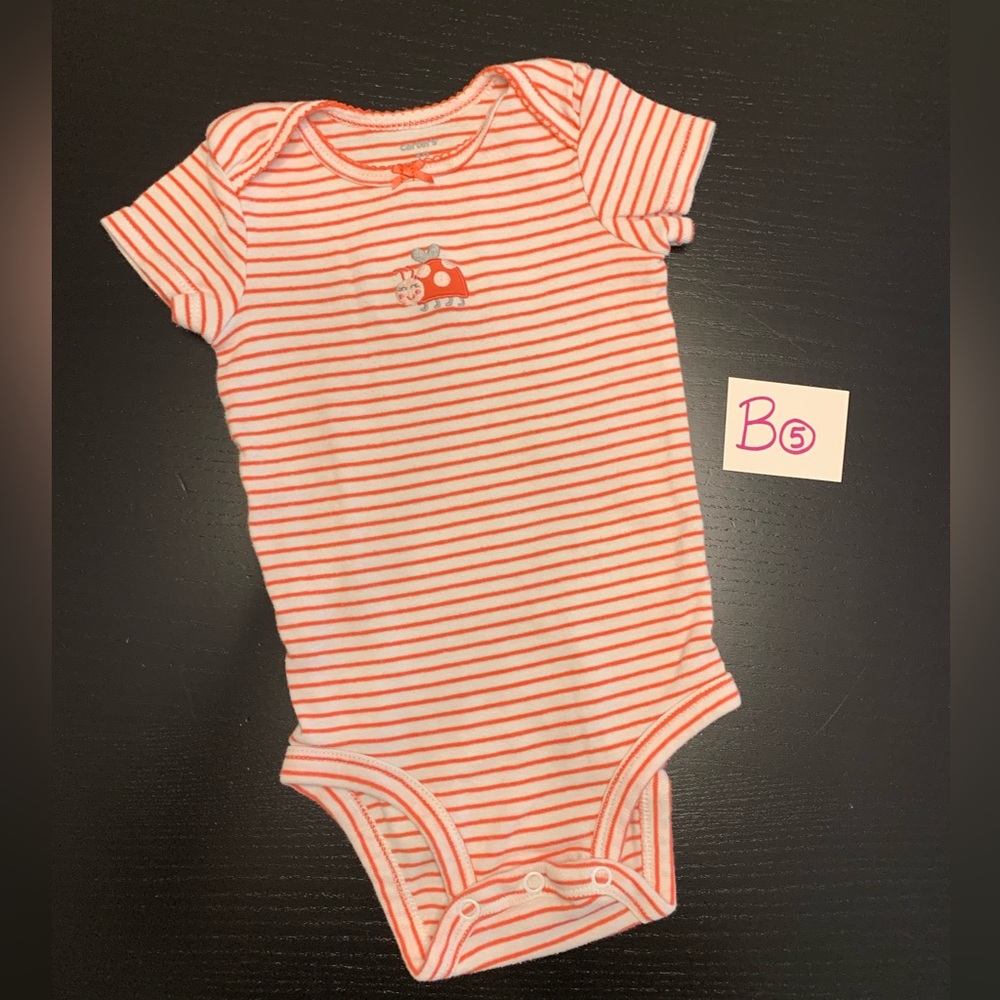 ⭐️4/$5.00⭐️ Carter’s 12m Striped Ladybug Onesie